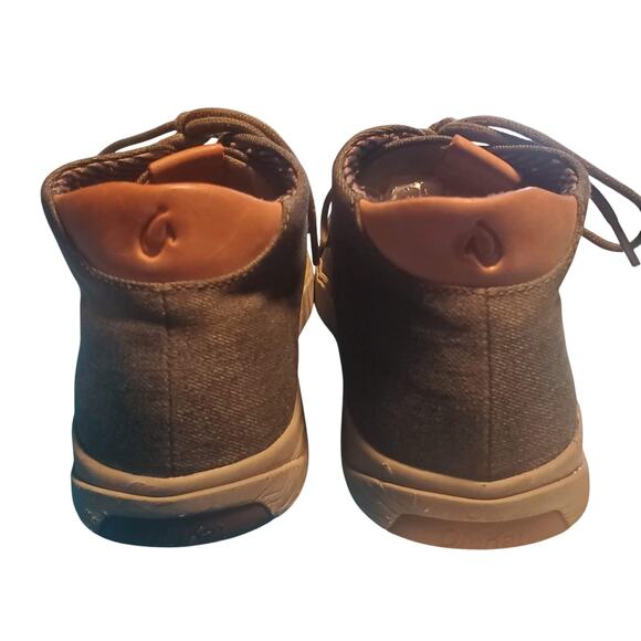OluKai Size 11.5 EU 44.5 Nana Hele Wai'apo Chukka Boots High Top Canvas Green - Picture 6 of 11